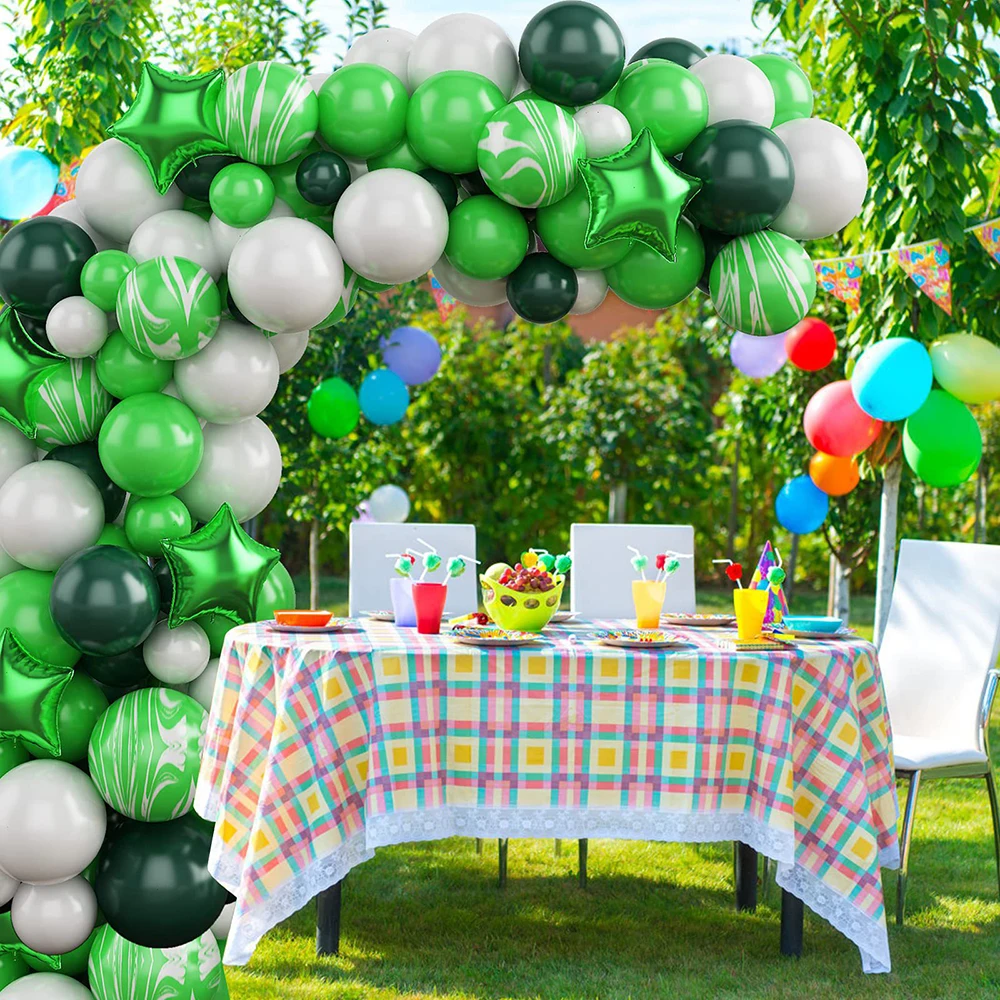 

Balloon Chain Set for Children's Birthday Party Decor, Green Nature Theme, Forest, Star, Agate, Dark Green, Venue Layout