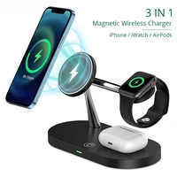 15w 3 in 1 magnetic wireless charger for iphone 13 12 11 pro max xr xs 8 8p fast charging dock station for apple watch airpros