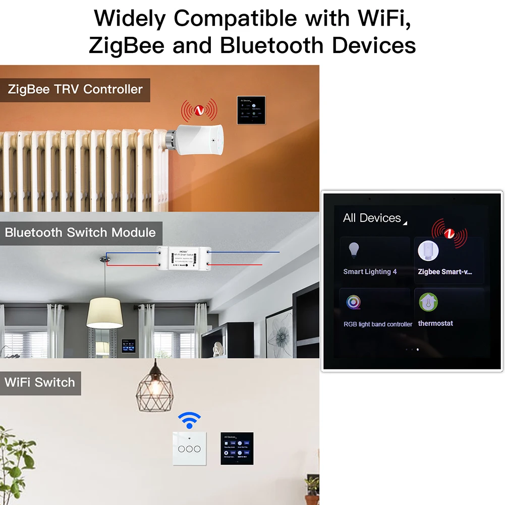 

Tuya Smart Home Control Panel 4 Inch HD LCD Central Touch Panel Multi-functional Smart Home Central Panel for Intelligent Scenes