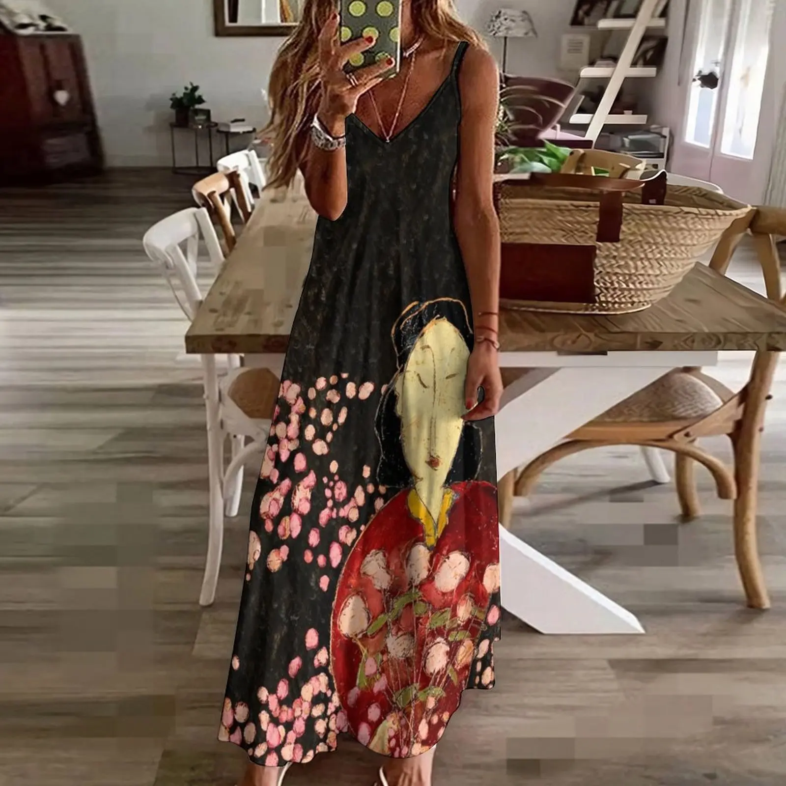 Ume с вишневым цветком длинное платье без рукавов роскошные вечерние платья для