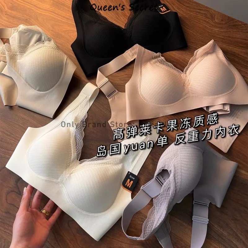 

Icclek Высококачественная текстура * японский антигравитационный кружевной латексный бюстгальтер, бюстгальтер с широкими бретельками