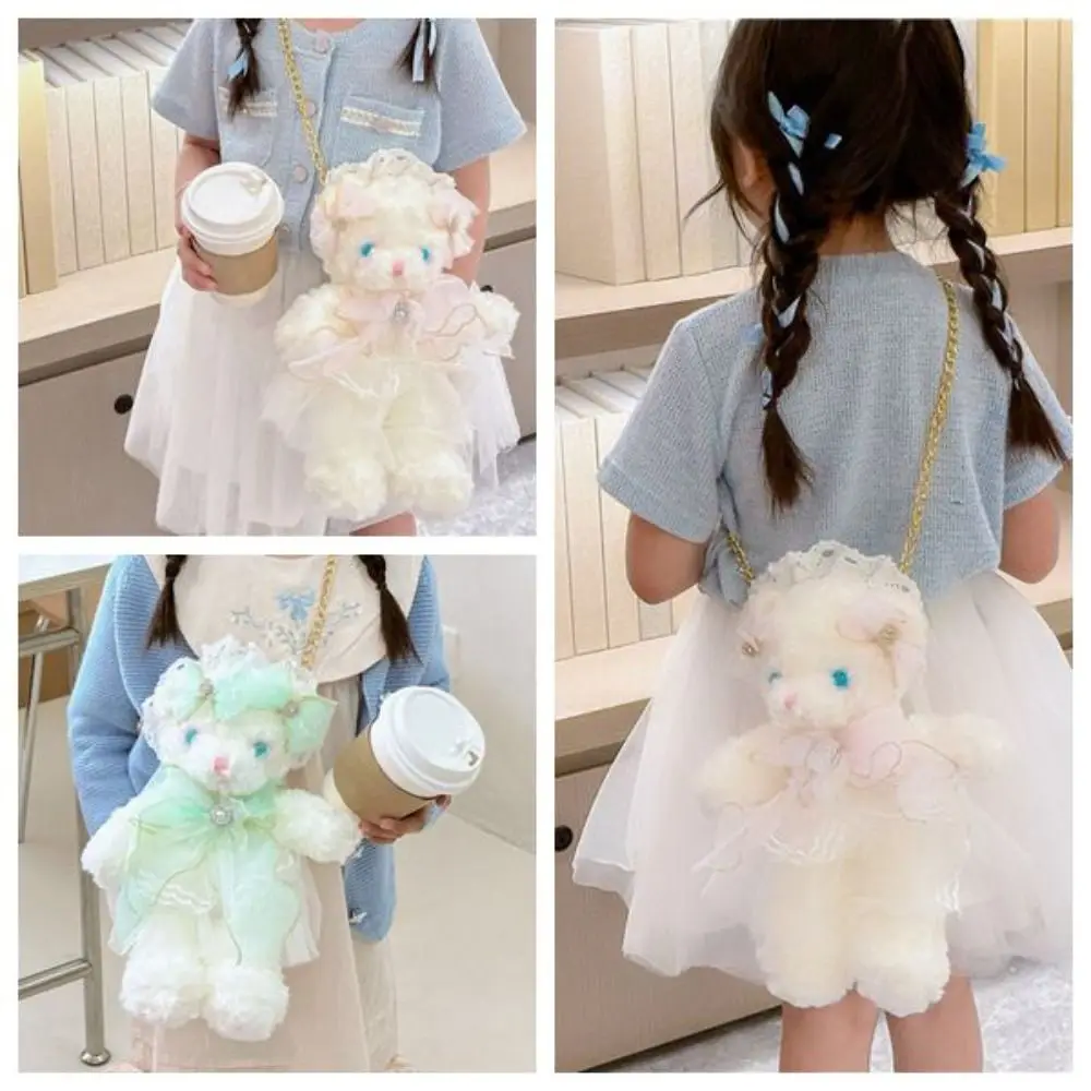 Плюшевый бант кролик плюшевая сумка Kawaii Harajuku через плечо зеленый цвет розовый