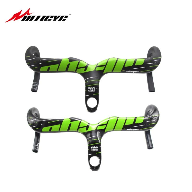 

ULLICYC Green Brand Road Bicycle Handlebar highway integrated Handle Bars Carbon Road Handlebar with stem manillar Matte Gloss
