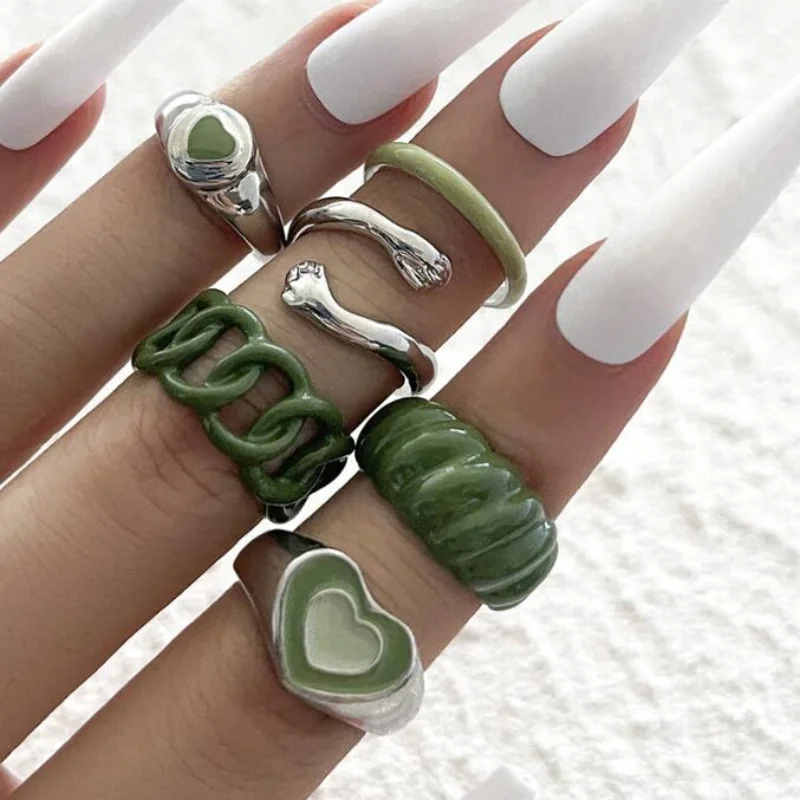 

Trendy Vintage Rings Set for Women 6pcs Geometry Heart Anillos Mujer Bohemia Ethnic Fashion Girls Jewelry Accessory Gifts