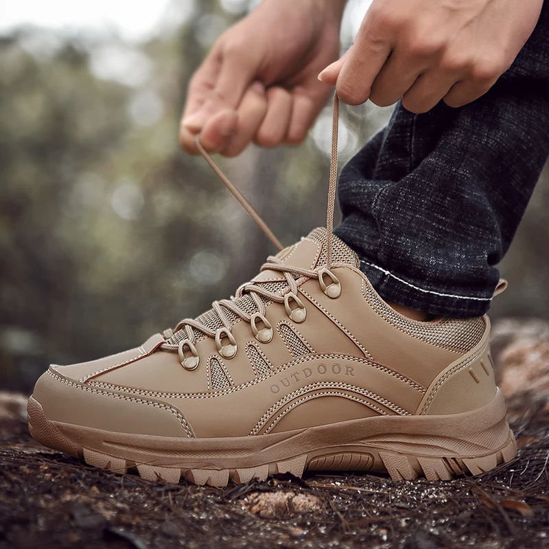 Men's Hiking Shoes Trekking Walking Shoes for Male Outside Climbing Sneakers Sports Lace-Up Anti-Slip Men Footwear Large Size