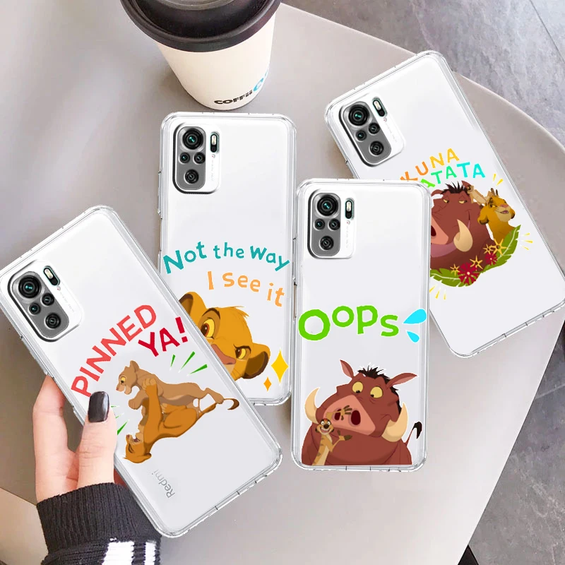 

Cartoon The lion king simba For Xiaomi Redmi Note 11E 11S 11 11T 10 10S 9 9T 9S 8T Pro Plus 5G 7 5 Transparent Phone Case