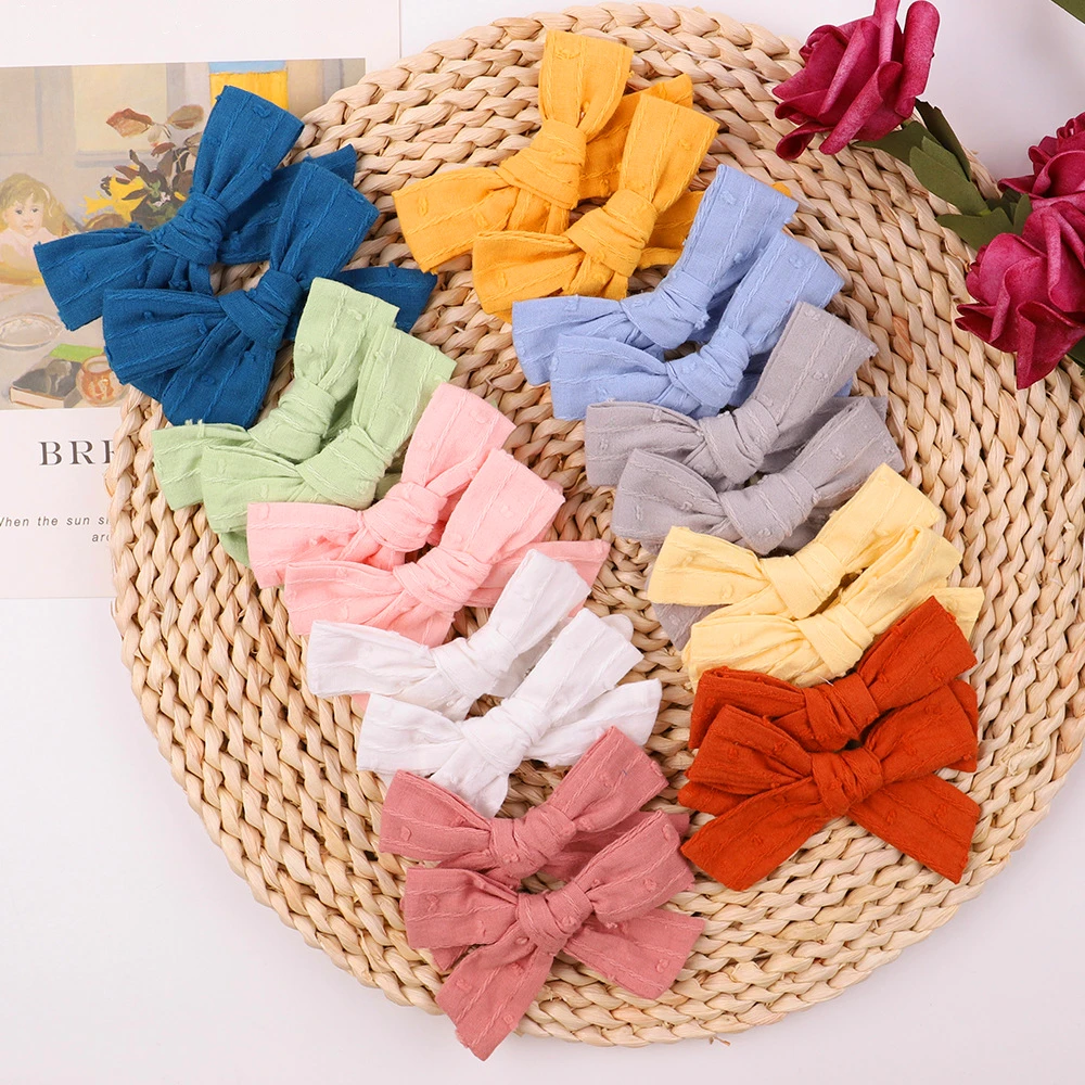 

2Pcs/Set Sweet Solid Color Bows Handmade Hair Clip for Baby Girl Bowknot Hairpins Barrettes Headwear Hair Accessories