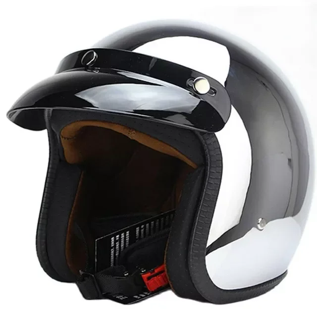 Mirror motorcycle helmet  for cafe racer jet capacetes de motociclista  sliver chrome vespa cascos para moto enlarge