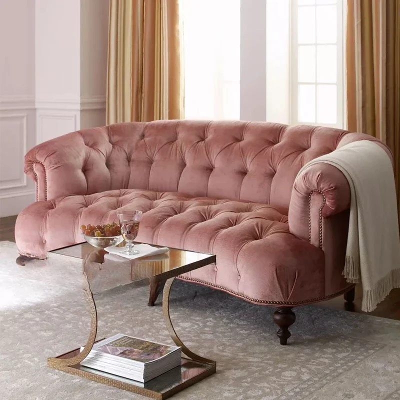 Диван американская мебель маленькая квартира гостиная тканевая пряжка