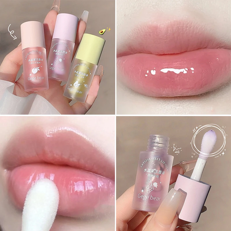 

1pcs Transparent Shiny Fruit Lip Oil Lip Plumping Make Up Moisturizing Crystal Lip Gloss Jelly Lips Glaze Base Makeup Lipsticks