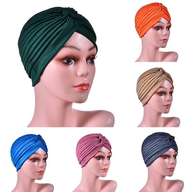 

Women's Hijab Hat Milk Silk Baotou Hat Yoga Sports Leisure Muslim Solid Color Hat For All Seasons