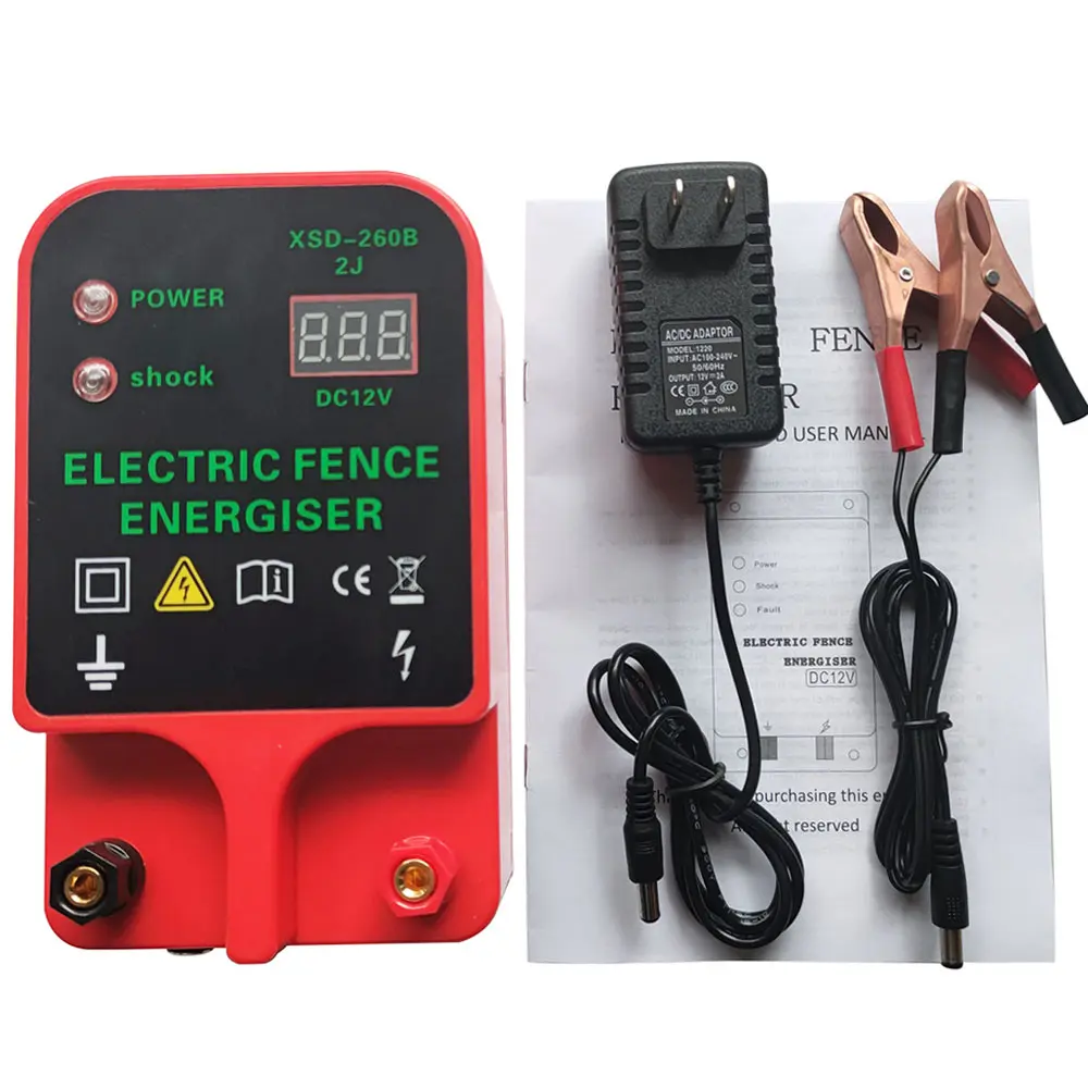 10KM Electric Fence Energizer Waterproof LCD Voltage Display with High-decibel Alarm High Voltage Pulse Controller for Garden