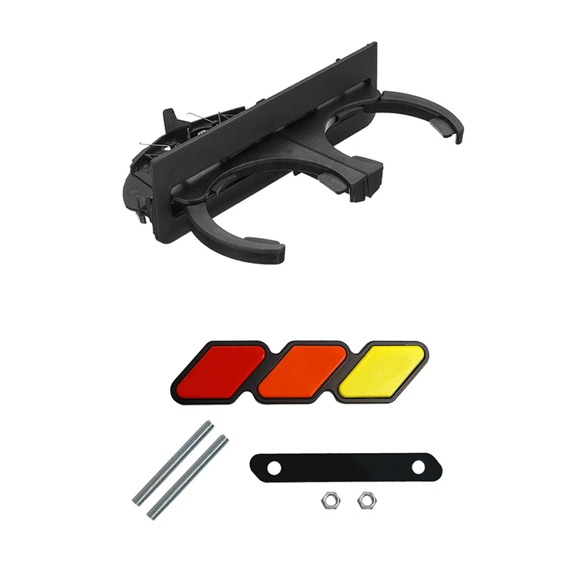 

Black Rear Dual Drink Cup Holder For-BMW With Grill Badge Emblem Tri-Color, For Toyota
