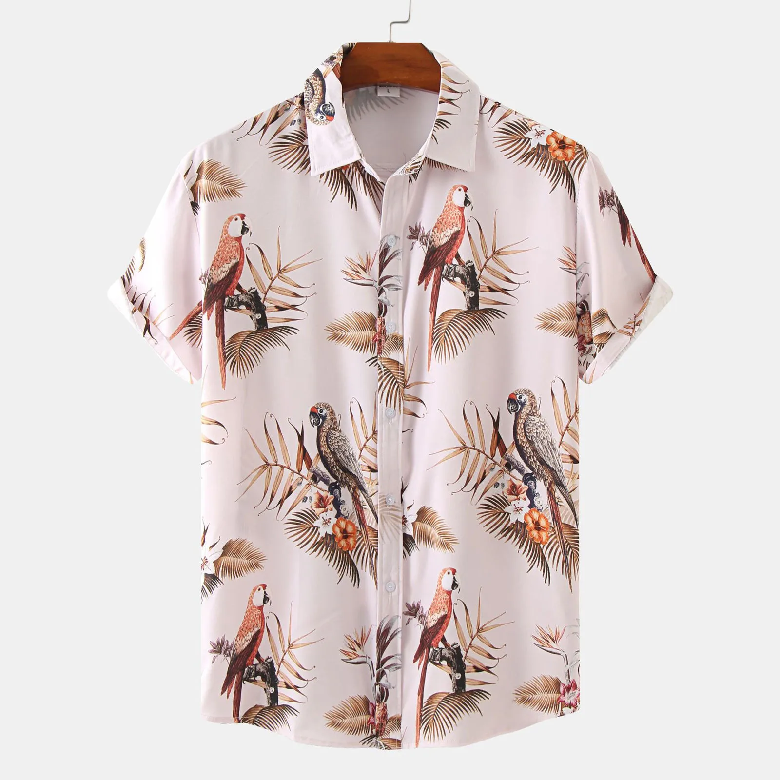 

Summer Men's Hawaiian Vacation Casual Floral Printed Shirt Breathable Lapel Short Sleeve Button Beach Blouse Top Camicias#g3