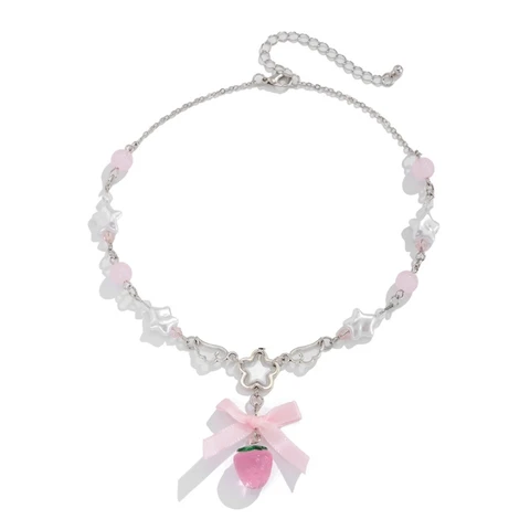 Ювелирные аксессуары JAVRICK Белый пентаграмма Розовый бант Клубника Колье