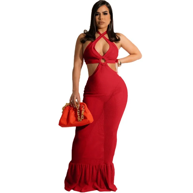

Cover Up Long Mermaid Dress Women Swimwear Backless Robes Swimsuit Summer New Mesh See Through Sexy Beach Bikini Cover Up Dress