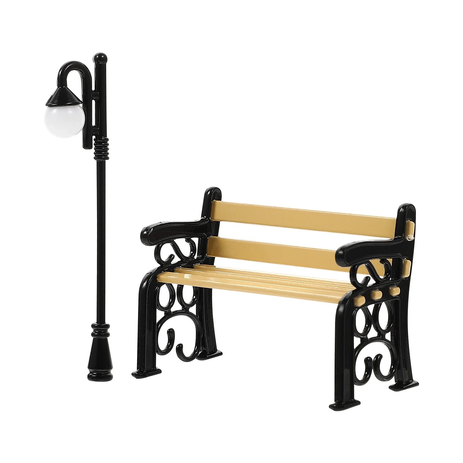 

1 Set Miniature Street Light Post Mini Bench Decoration Doll House Ornament Furniture Mini House Adornment