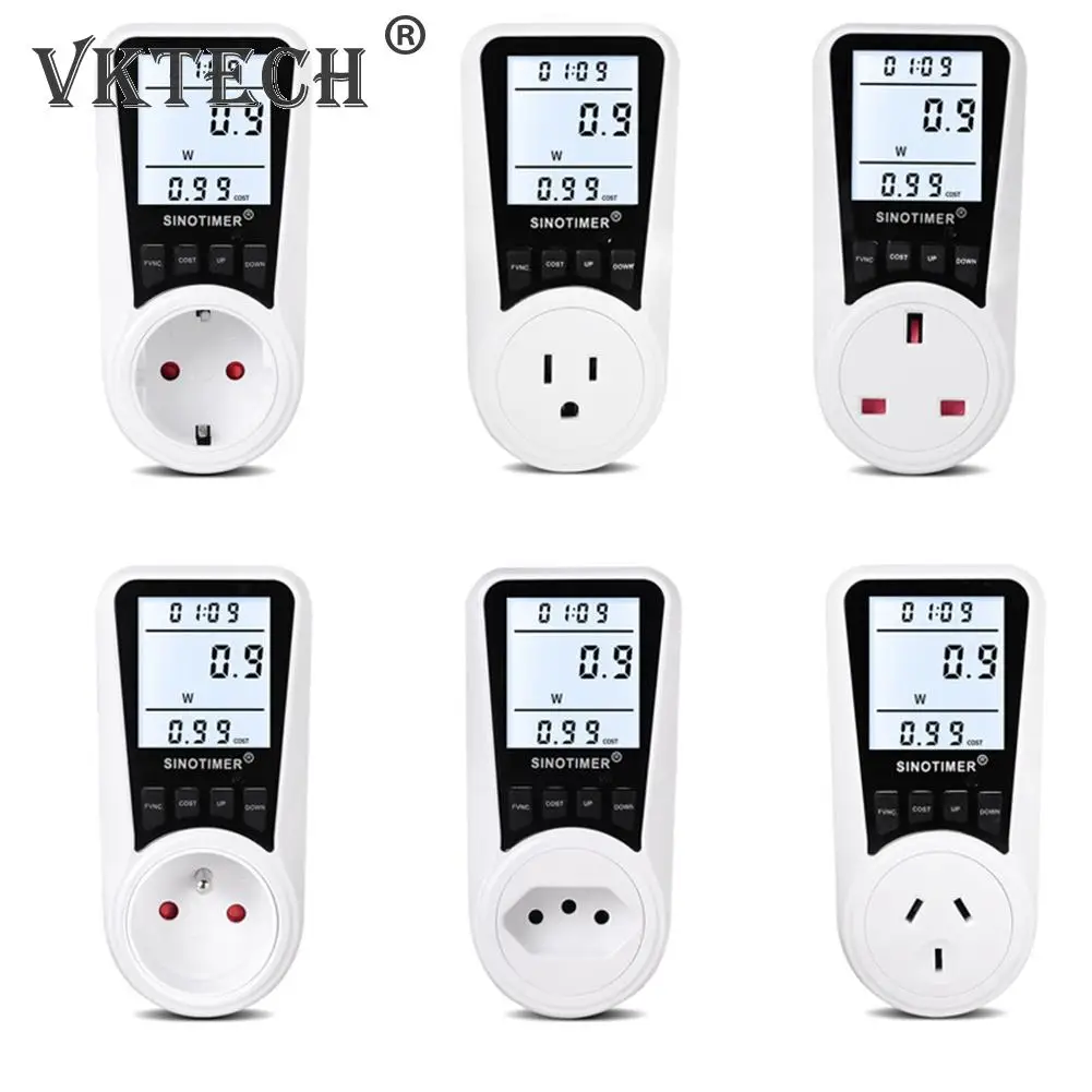 

AC EU BR Digital LCD Power Meter Wattmeter Socket Wattage Monitor Electricity Kwh Energy Meter Measuring Outlet Power Analyzer