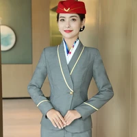 2022 korean style spring autumn women pants suits 2 piece set office ladies blazer black business work wear stewardess uniform