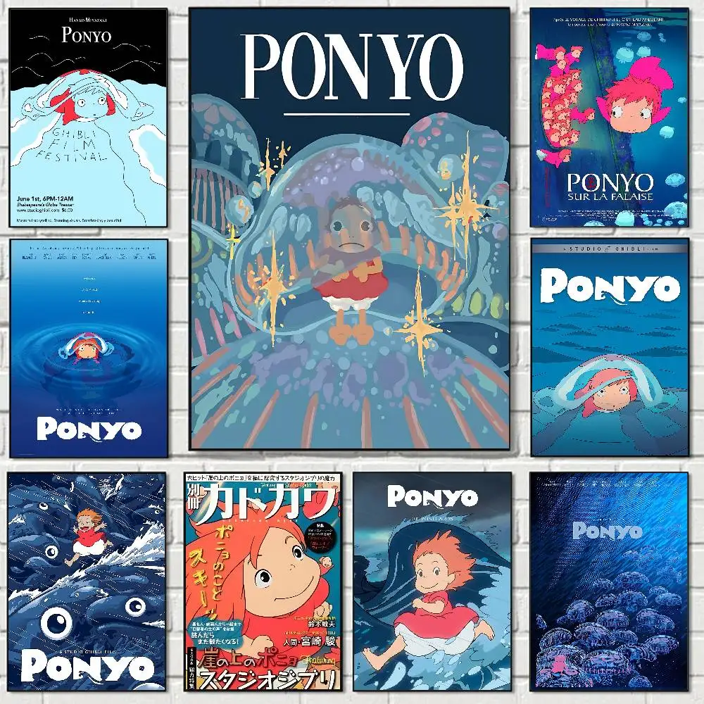 Фото Bilibili P-Ponyo On Cliff By The Sea Плакат с принтом A5 A4 A3 A2 Настенный художественный декор для комнаты Офисный подарок для фанатов №1