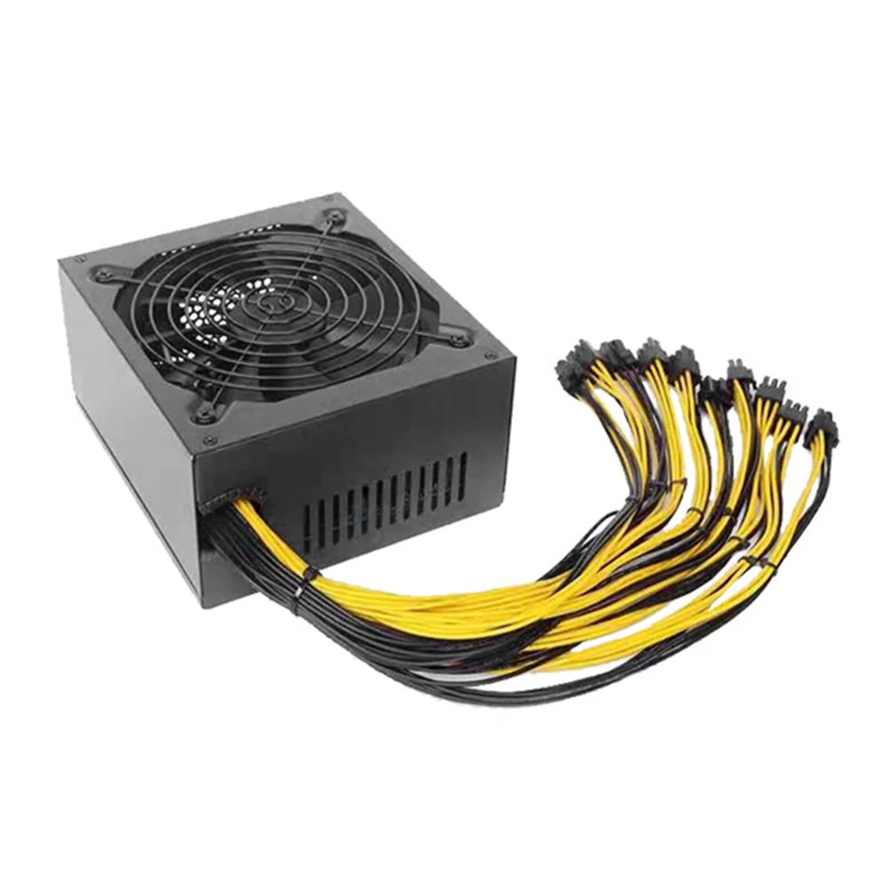 

2000W ATX 12V 2.31 Silent Mining Machine Power Supply Support 10x 6 Pin Graphics Cards Bitcoin Miner Power Supply