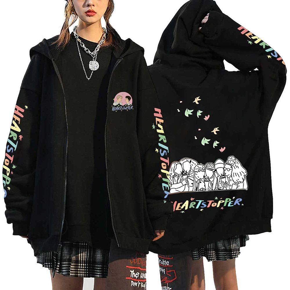 

Heartstopper Sweatshirts Charlie Nick Hoodies Oversized Zipper Jacket Hip Hop Streetwear Harajuku Hoody Pullovers Coat Sudadera