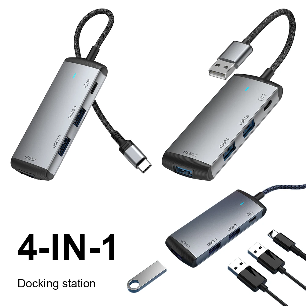 Концентратор USB 3.0 4 в 1 с док-станцией для передачи данных 5 Гбит/с 4-портовая