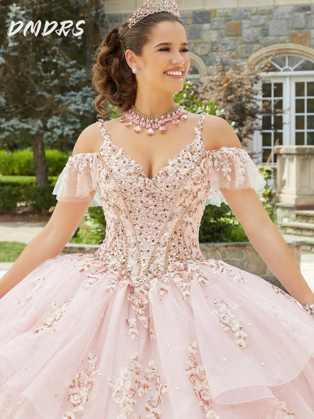 Элегантное платье Quinceanera с открытыми плечами 2025 элегантное вечернее на тонких