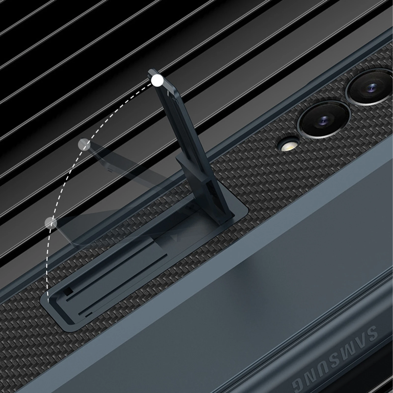 Folding Phone Case for Samsung Galaxy Z Fold 4 5G Hard PC Smartphone Case with Holder Shockproof Phone Case Protection Cover