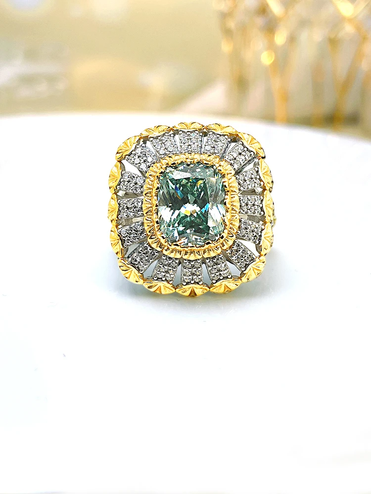 Кольцо Из Стерлингового Серебра 925 Пробы С Зеленым Турмалином Женские Модные