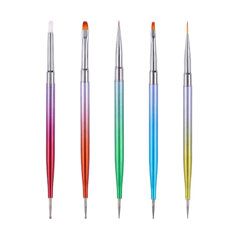 

5 шт., двусторонняя ручка для нанесения акрилового лака для ногтей