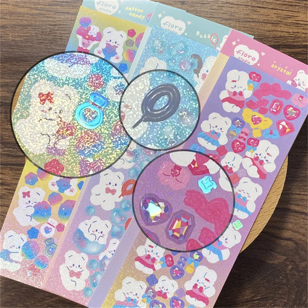 Kawaii наклейка в форме животных Лазерная горячая штамповка DIY Скрапбукинг коллаж