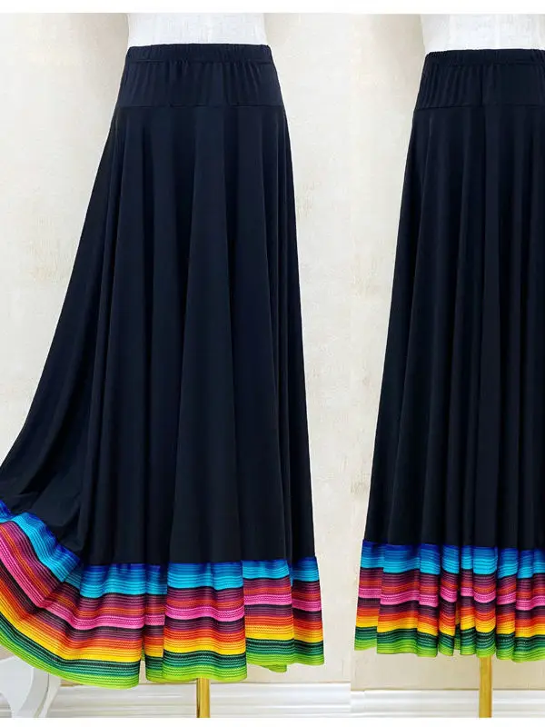

Tibetan Dance Dress Ethnic Xinjiang Dance Square Dance Dance Skirt Large Swing Skirt Half Length Dance Skirt