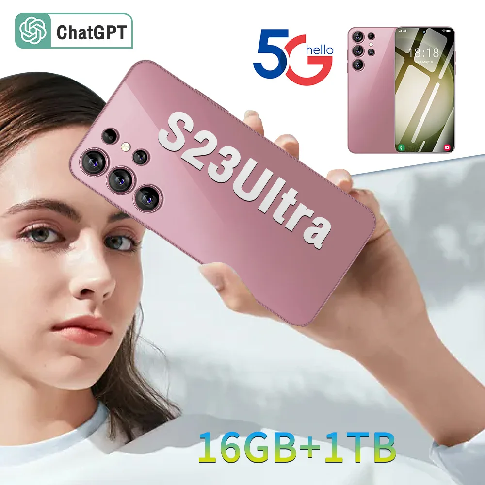 

Mobile Phone S23 Ultra 7.3 HD Screen Smart Phone Original 16G+1T 5G Dual Sim Celulares Android Unlocked 108MP 7800mAh Cell Phone