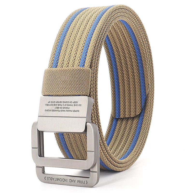 

Fashion Men Belts Double Rings Metal Slide Buckle Canvas Nylon Braid Jeans Accessories Outdoor Waistband Tactical Belt For Male