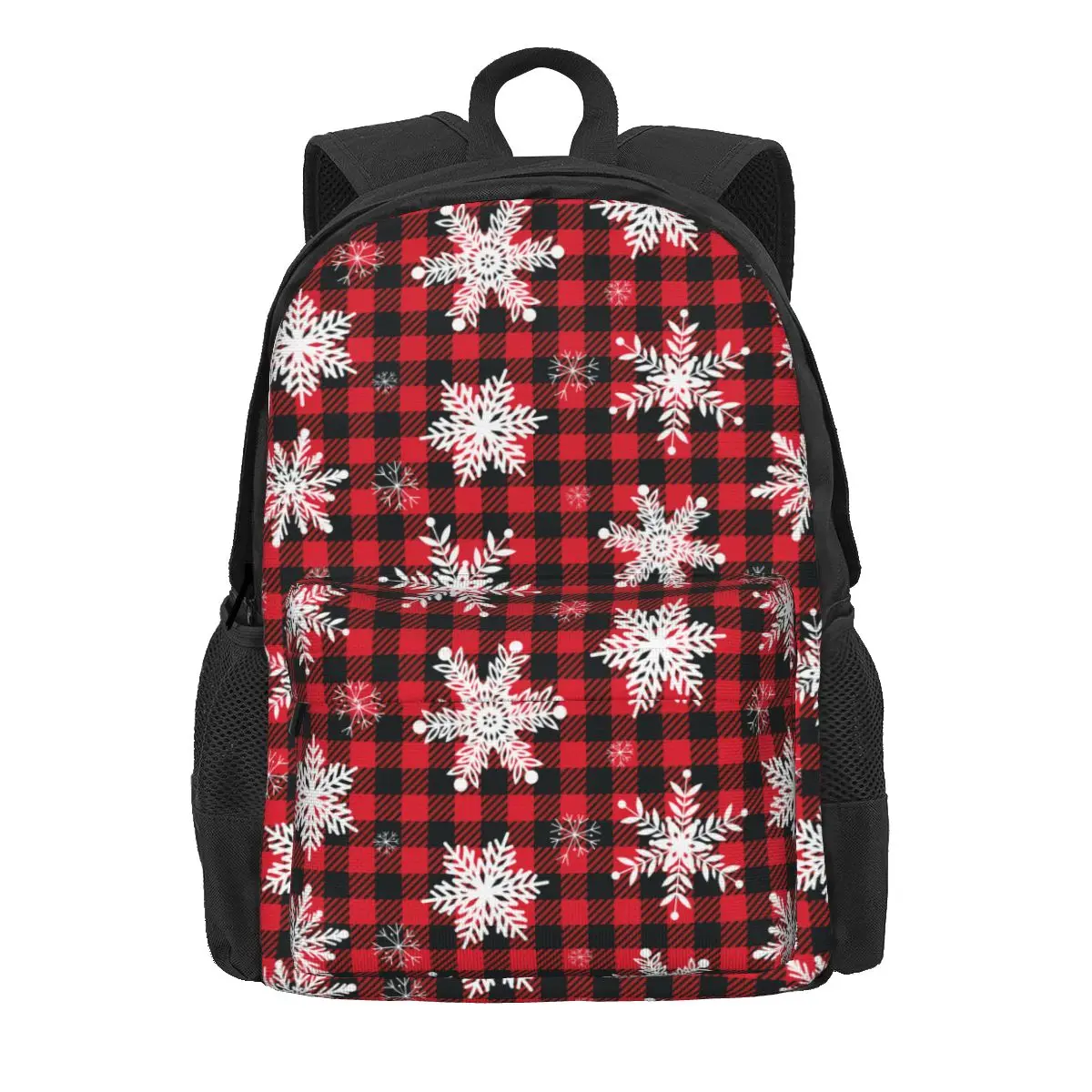 Рождественский женский рюкзак Mochila школьная сумка снежинка на буйволе клетчатый