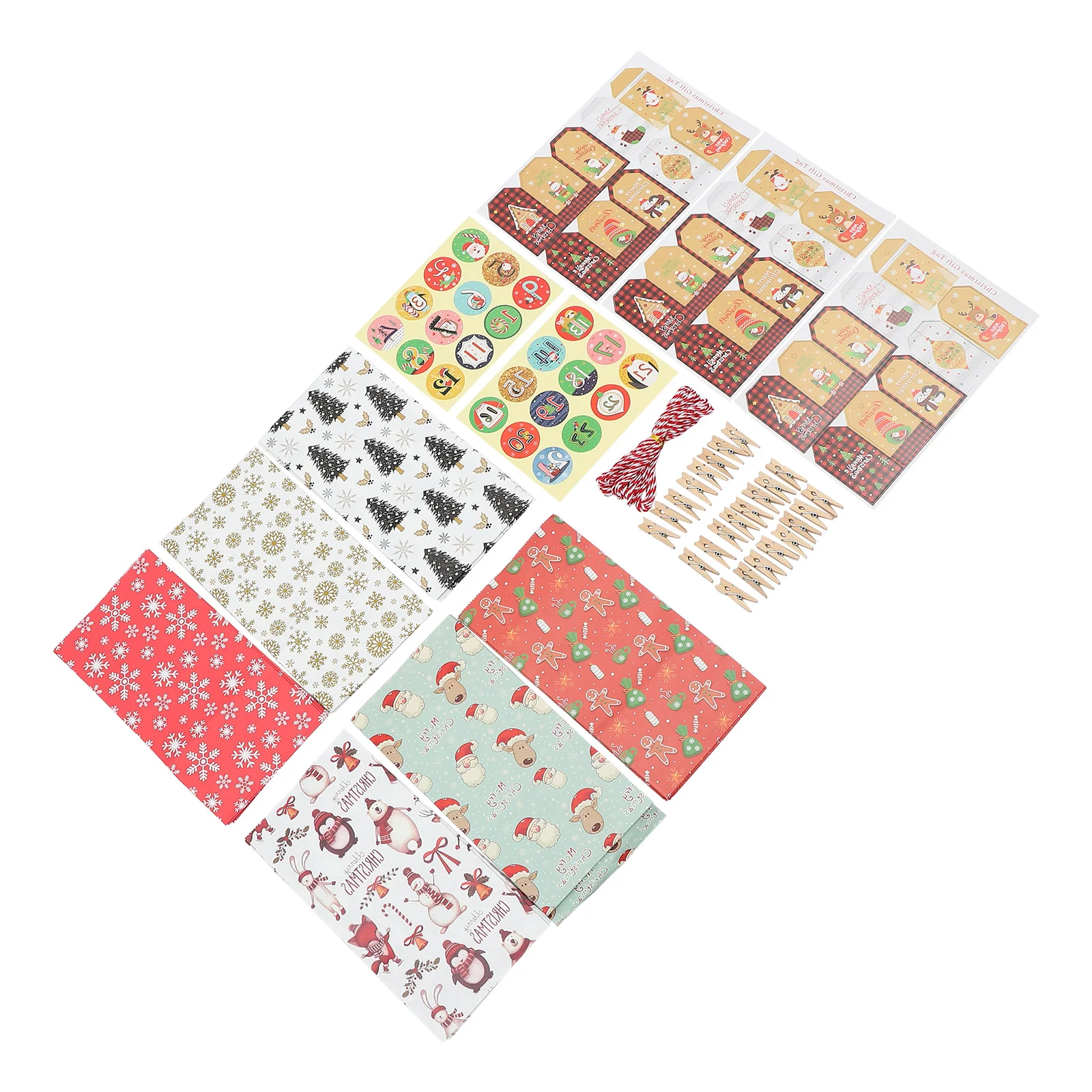 

1 Set Xmas Tree Christmas Gift Wrapping Advent Calendar Countdown Gift Bags Hanging Gift