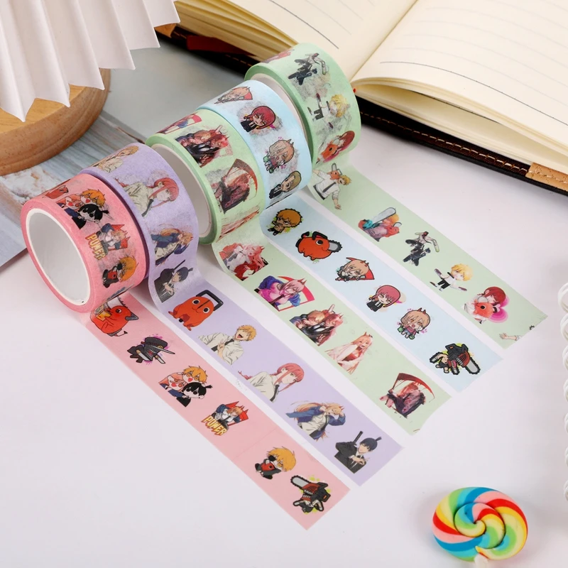 

5M Anime Chainsaw Man Impact Big Paper Sticker Tape School Stationery Toy Gift Cosplay DIY Hand Account Tape Supplies