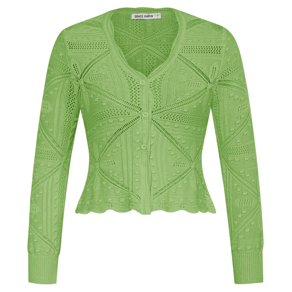 Женский кардиган с вырезами GK весенне-осенний укороченный свитер длинным