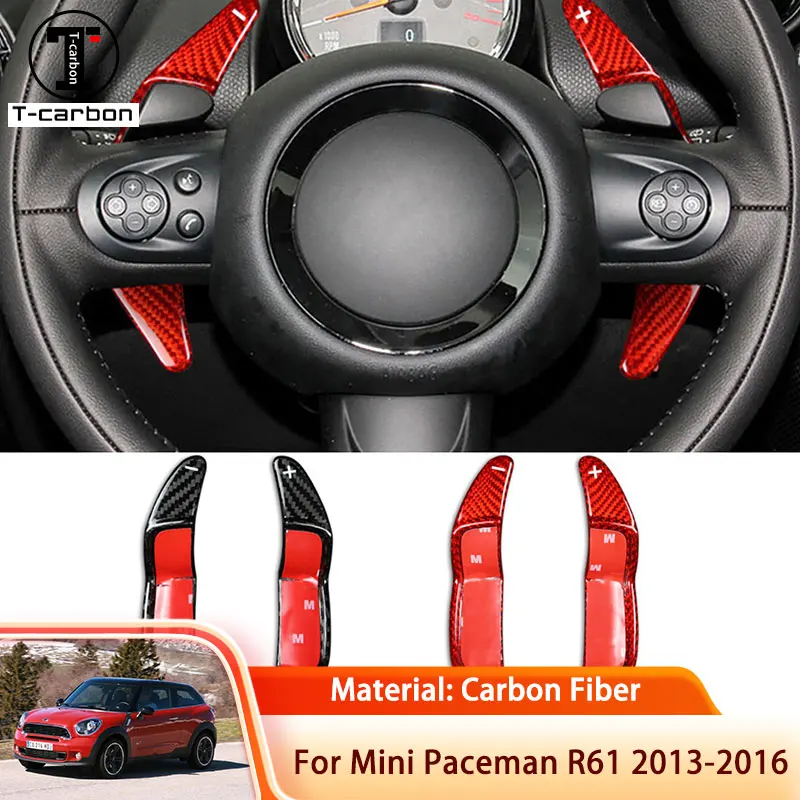 

2 Pcs Car Steering Wheel for Mini Paceman R61 2013 2014 2015 2016 Carbon Fiber DSG Extension Shift Cover Car-styling Stickers