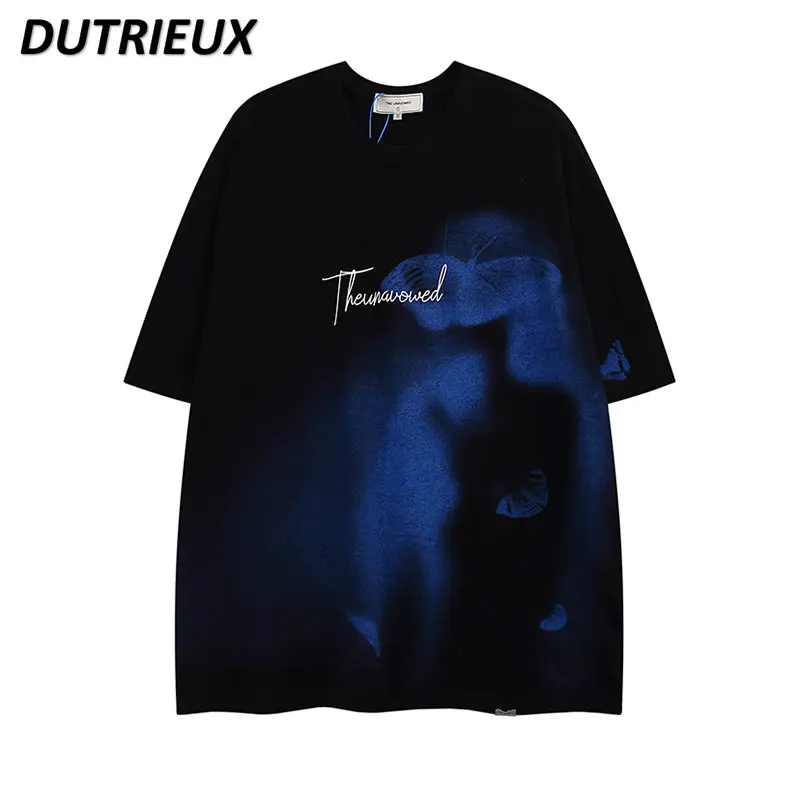 

Summer Print Short Sleeve T-shirt Men and Women Design Loose T Shirt Fashion Hip Hop Crew Neck Half Sleeve Tops Mujer