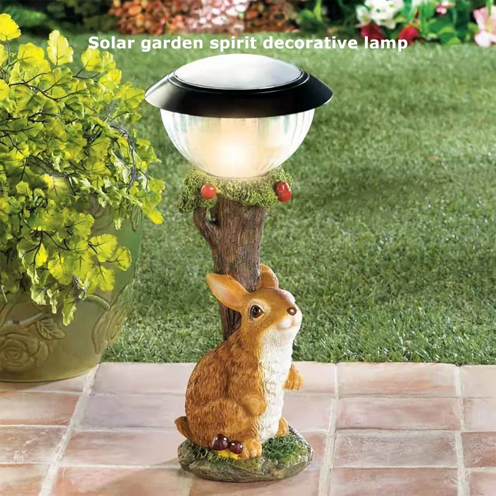 

Solar Animal Statue Light Cute Animal Resin Cat Sculpture Outdoor Decoration Garden Lawn Table Ornament Lamp Solar LED Light