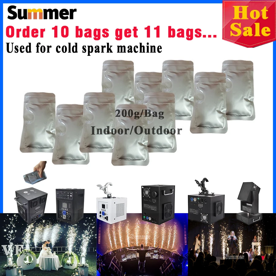 

Buy 10 get 11 Ti Powder Cold Spark Machine 200g/bag For Wedding Party Sparkular Machine MSDS Dust Certification For Stage Light