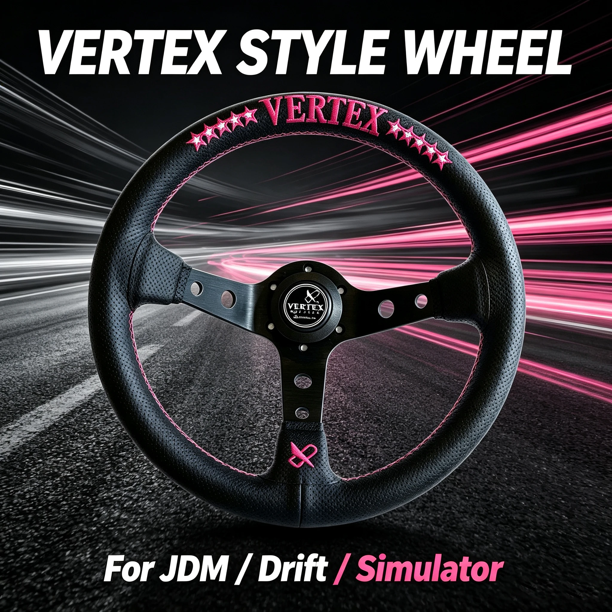 Фото Руль для автосимулятора JDM Racing Drift, 320 мм, с вышивкой 10 звезд, глубина 90 мм, кожаный, универсальный №1