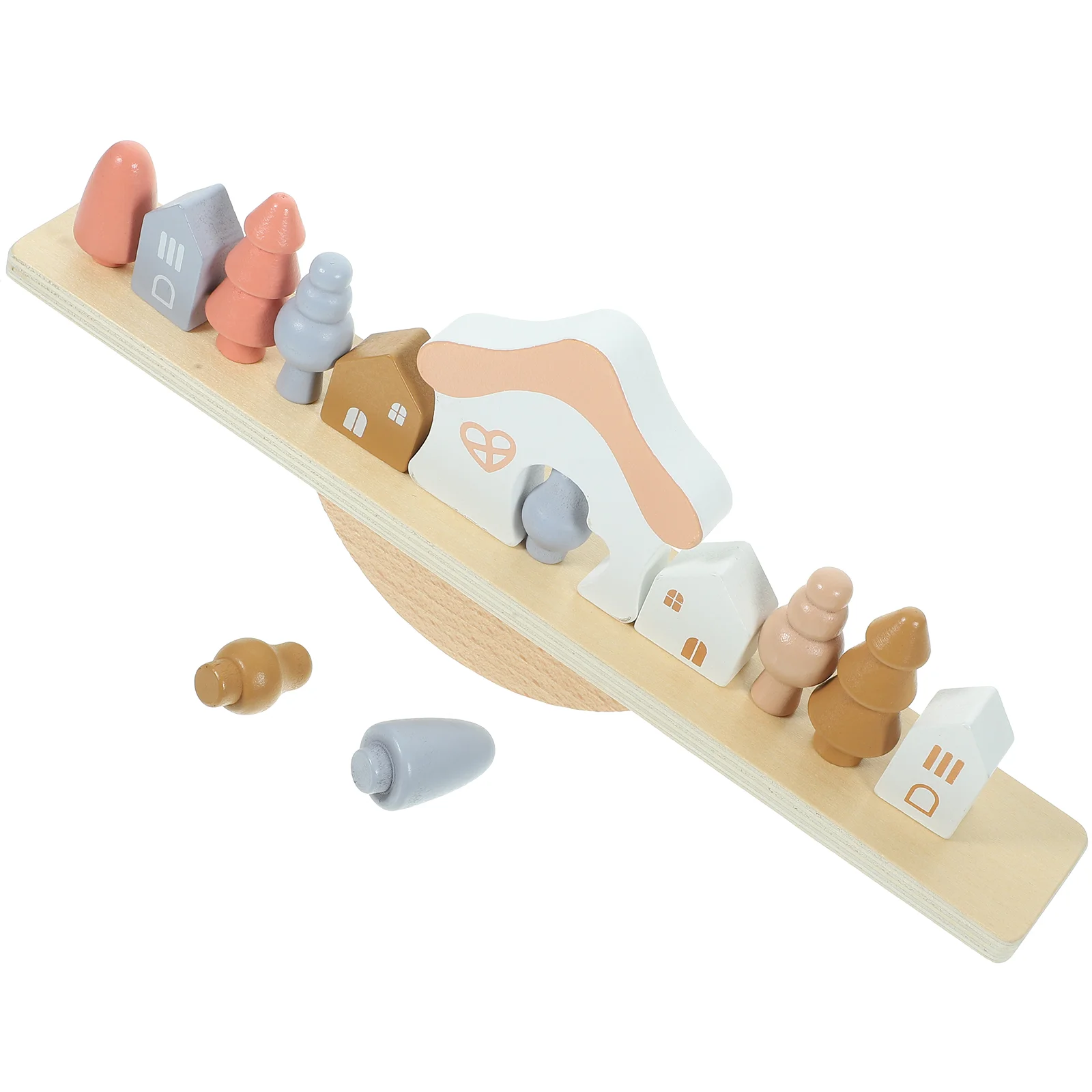 

House Balance Stacking Block Toddler Cartoon Toy Children Wooden Household Toys Kids Festival Gift Plaything