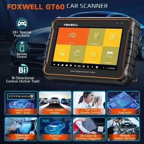 Foxwell GT60 OBD2 Bluetooth автомобильные диагностические инструменты профессиональная система сброса масла A/F регулировка 24 сброса OBD 2 автомобильный сканер