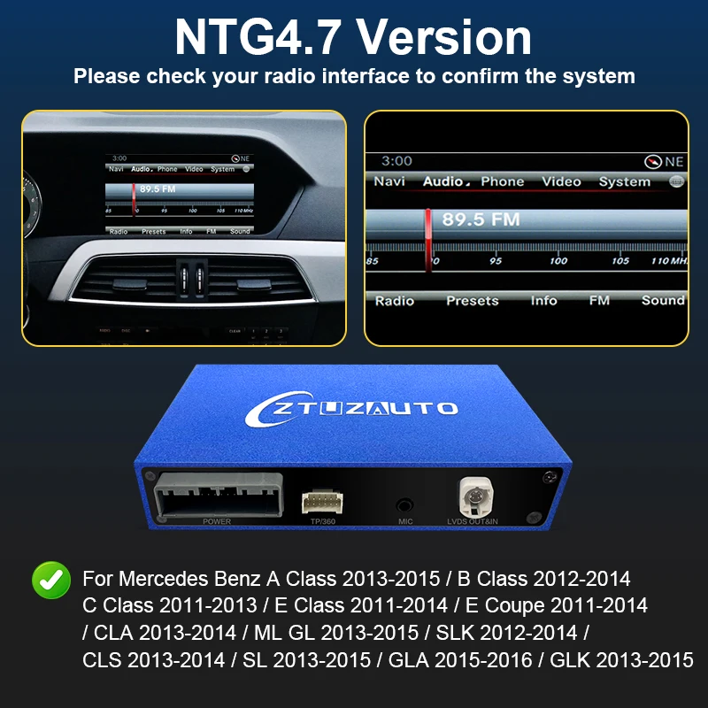 

Беспроводной CarPlay для Mercedes Benz A Class W176 B W246 CLA GLA C-CLass W204 E-Class W212 C207 CLS W218 ML GLK SLK R72 G W463