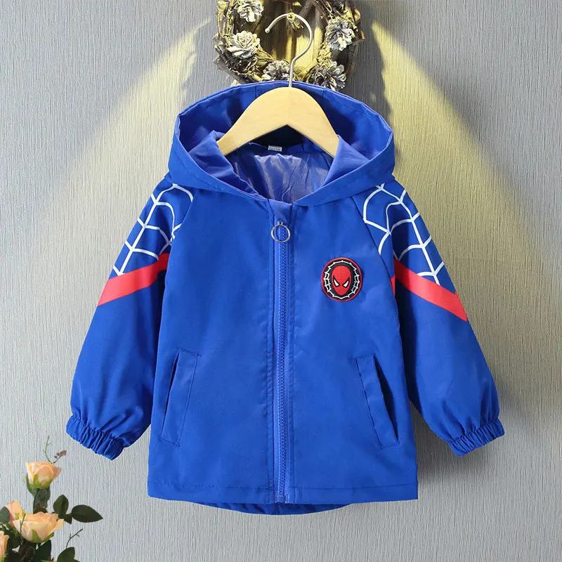 Spring Toddler Boys Clothes Spiderman Baby Children Jacket Coats Autumn Little Kids Windbreaker Boy Hooded Zipper Cardigan