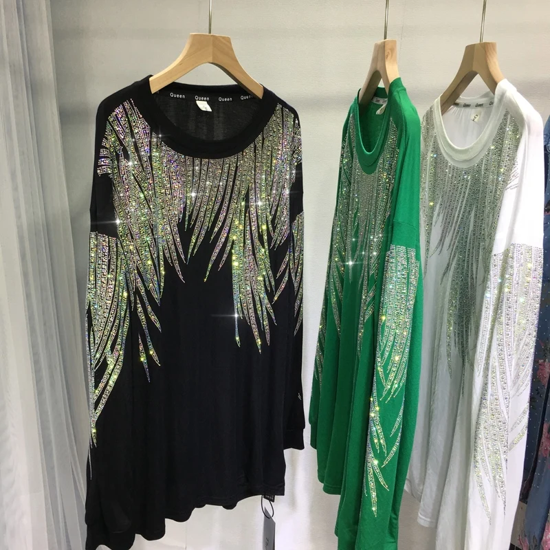 

Роскошная популярная Солнцезащитная одежда с эффектом сверления, тонкая вентилируемая футболка с длинным рукавом, уличная одежда, Свободный пуловер средней длины, топ с круглым вырезом