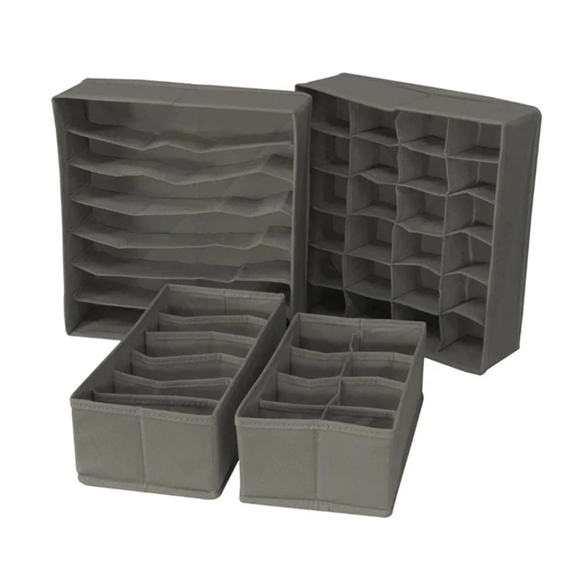 

Big Deal 4 Pcs Underwear Storage Box Cloth Art Coverless Storage Box Four-Piece Drawer Type Storage Box For Socks And Underwear